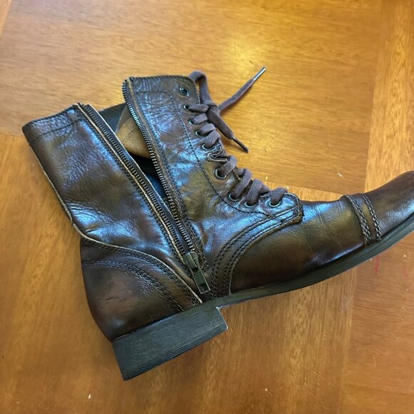 Steve Madden Brown Leather Lace-Up Ankle Boots 10 - Picture 9 of 9